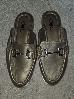 Dot Metallic Gold/Bronze Slip-On Loafer Mule for Women Size 7